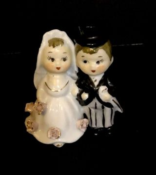 Vintage 1940s Lefton Bride And Groom Wedding Cake Topper