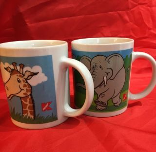 Vintage Elephant And Giraffe Kmart Mugs