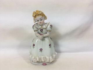 Porcelain Lady Figurine Bell Japan Old