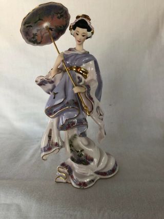 Bradford Exchange Silken Whispers Maiden Of Serenity Geisha Porcelain Figurine