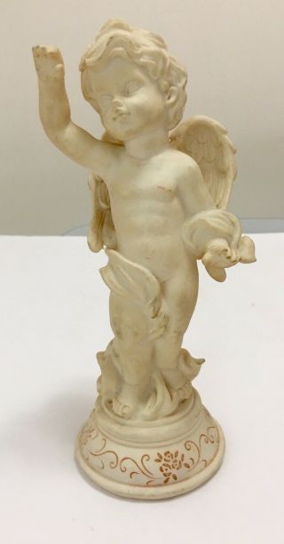Vintage White Cherub Angel Statue Figurine 9 "