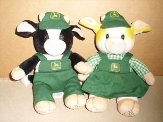 ENESCO John Deere Mary ' s Moo Moos Plush Boy And Girl Farm Beanie Cows 1999 2