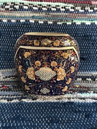 Vintage Cobalt Blue & 24k Gold Leaf Ancient Greek Lambrou Bros Pottery Vase