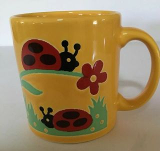 Waechtersbach Ladybug Coffee Mug Cup Vintage West Germany Lady Bugs Red Black
