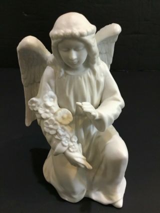 Homco Home Interiors 5617 White Bisque Porcelain Guardian Angel Figurine