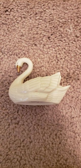 Lenox Porcelain Swan Place Card Holder Figurine Gold Accents Hand Painted