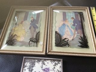 3 2 Vintage Silhouette Bubble Glass Pictures Dancers And One Small Children