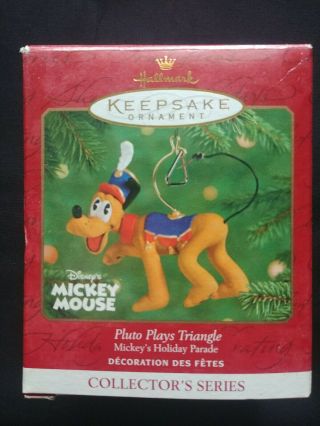 Hallmark Ornament Disney Mickey Mouse Pluto Plays Triangle Holiday Parade 2001