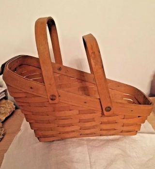 Longaberger Handwoven Vegetable Basket W/ Handles Dresden,  Ohio Usa - Signed