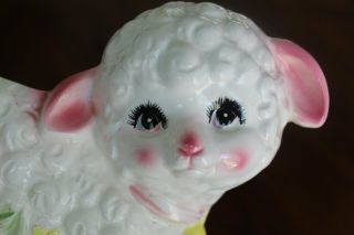 Vintage Inarco Ceramic Baby Lamb Sheep Butterfly Childs Baby Planter CUTE 2