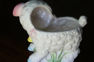 Vintage Inarco Ceramic Baby Lamb Sheep Butterfly Childs Baby Planter CUTE 4
