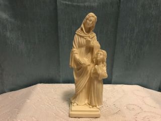 Bianchi Carved Alabaster St Anne And Blessed Virgin Mary Figurine Italy 8”