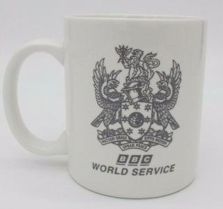 Vtg Bbc World Service Coffee Mug Old Logo British Broadcasting Corporation
