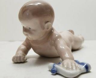 Vintage Royal Copenhagen Porcelain Crawling Baby Figurine 1739 Circa 1969 - 1974