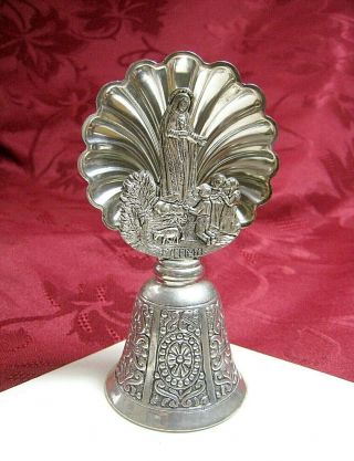 Silver Plated Virgin Mary Very Detailed Metal Bell 4.  25 "
