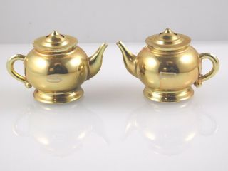 Vintage Miniature Gold Teapot Salt And Pepper Shakers - Japan