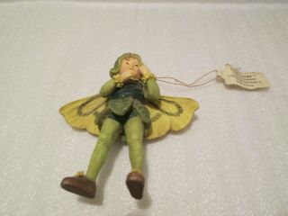 Cicely Mary Barker Flower Fairy Boy Ornament 2000 Green W/tag 4 " Tall Gentle Us