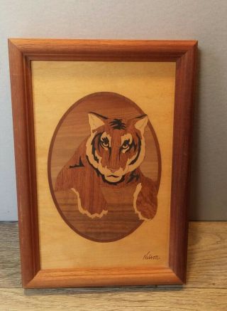 Hudson River Inlay Wood Art Marquetry - Jeff Nelson Signed " Tiger "