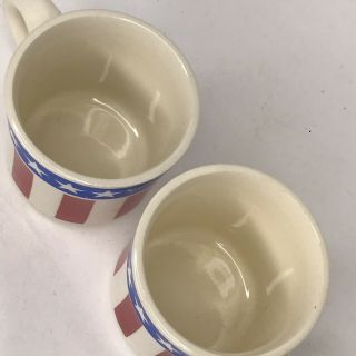 Set of 2 Vintage Sambo ' s Stars And Stripes Coffee Mugs Cups Patriotic 3