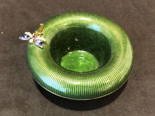Jay Strongwater Green Enamel Dragonfly On Trumpet Votive Candle Holder