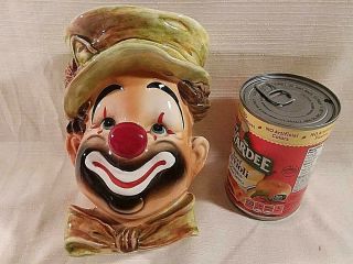 Vintage 50s 60s MCM Napco Hand Painted Clown Head Vase Planter 2