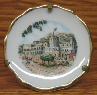 Vintage Miniature Dollhouse Wall Plate Stand Limoges France 2 " Monaco Palace