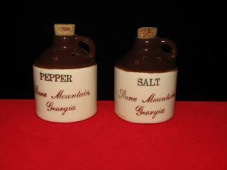 Vintage Stone Mountain Georgia Whiskey Moonshine Jug Salt And Pepper Shaker Set