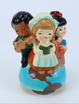 Vintage 1974 Spencer Gifts Inc Children Of The World Music Box Cultural Resin
