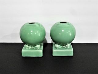 Fiesta Vintage Green Bulb Candle Holders Pair Fiestaware