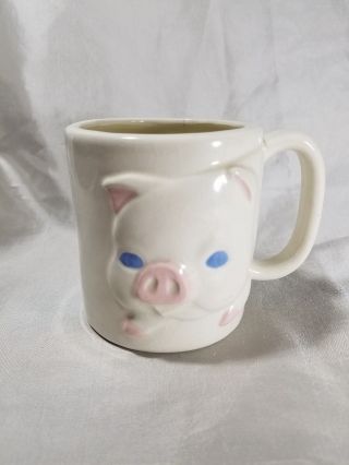 Vintage Pig Coffee Mug Cup Embossed Artwork Hand Painted Otagiri Style Japan