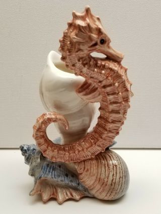 Fitz & Floyd Seahorse Seashells Vase Or Candlestick Candle Holder 1991 Exc.  Cond