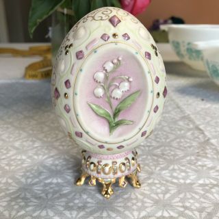 Signed Cybis Egg Lily Of The Valley 4 3/4 " Franklin Porcelain