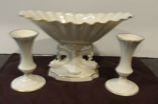 Lenox Dolphin Console Bowl With Candle Holders