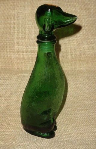 Vintage Dog Figural Bottle Green Glass Decor Accent