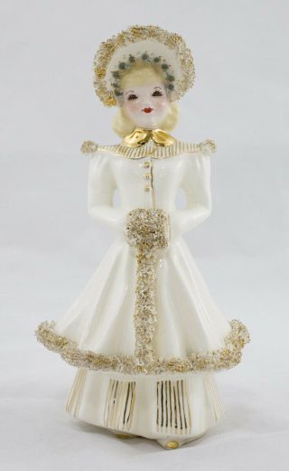 Scarce Florence Ceramics Pasadena Blonde Betsy Figurine W/ Gold Stripes