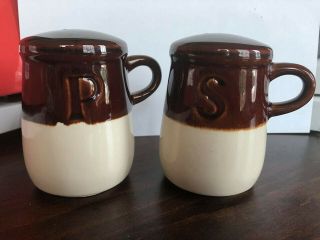 Vintage Mccoy Style Salt And Pepper Shakers,  Ceramic,  Brown/tan
