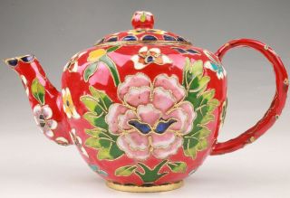 Vintage Chinese Cloisonne Enamel Teapot Old Kettle Handmade Crafts Collec Gift