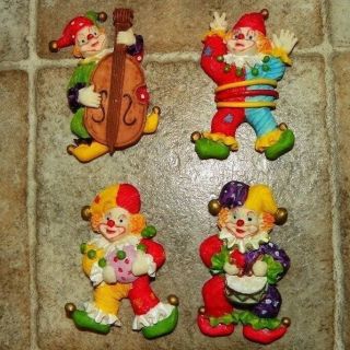 Late 90s Retro Vintage Set Of 4 Poly Resin Clown Fridge Magnets (euc)