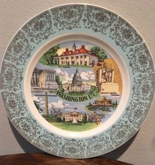 Vintage Us Capitol Washington D.  C.  Decorative Collectible Souvenir Plate 9 3/8 "