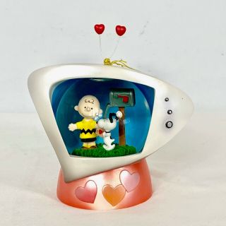 Peanuts Snoopy " Be My Valentine Charlie Brown " Water Globe Retro Mcm Tv Westland