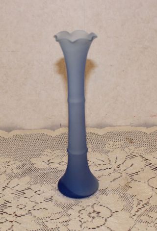 Vintage Frosted Blue Glass Bud Vase