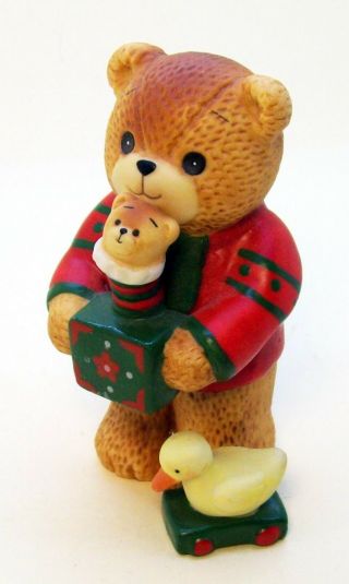 Enesco Lucy & Me Bears Bear With Toy Duck Gift Christmas Figurine 3 Inches 1980