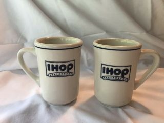 Vintage Ihop Restaurant Ceramic Coffee Cup Mug Buffalo China Pancakes Set Of 2