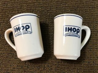 Vintage IHOP Restaurant Ceramic Coffee Cup Mug BUFFALO CHINA Pancakes Set of 2 4