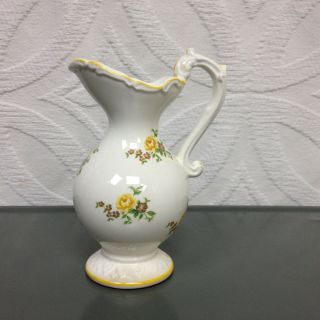 Inarco Vintage Floral Flower Vase Small Pitcher E - 6473 Japan Yellow Cream 5 Inch