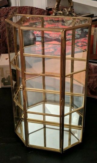 Brass And Glass Mirrored Display Knick Knack Case