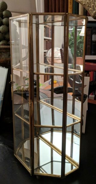 Brass And Glass Mirrored Display Knick Knack Case 2