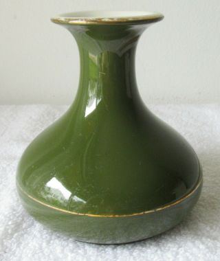 Vintage Dark Emerald Green Hall Vase 5” ADVERTISING EDGEWATER BEACH HOTEL VGC 2