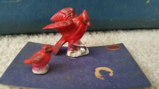 Vintage Miniature Cardinals Birds 2 Figurines Bone China Japan Napco