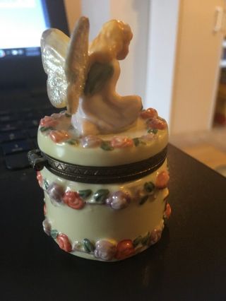 Vintage Ceramic Hinged Tooth Fairy trinket Box 2 - 1/4 
